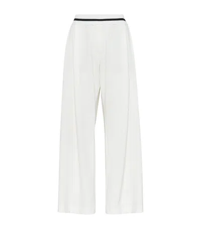 Brunello Cucinelli French Terry Cotton Wide-leg Trousers In Off White