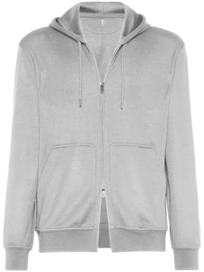 Brunello Cucinelli French Terry Hoodie In Grey