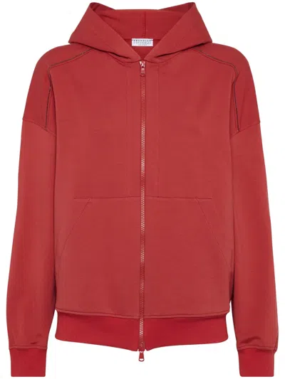 Brunello Cucinelli French-terry Hoodie In Red