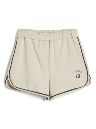 Brunello Cucinelli Kids' French Terry Lightweight Shorts In White