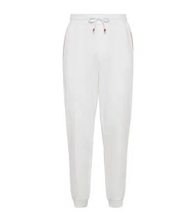 Brunello Cucinelli French Terry Piping-detail Sweatpants In White