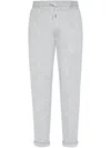 Brunello Cucinelli Striped Track Pants In Grey