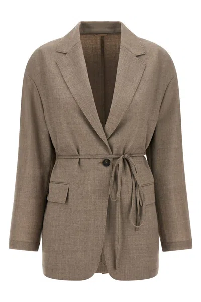 Brunello Cucinelli Fresh Wool Blazer In Brown