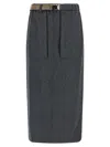 Brunello Cucinelli Elastic-waistband Monile Skirt In Black