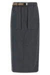 Brunello Cucinelli Elastic-waistband Monile Skirt In Black