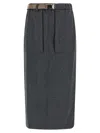 Brunello Cucinelli Elastic-waistband Monile Skirt In Black