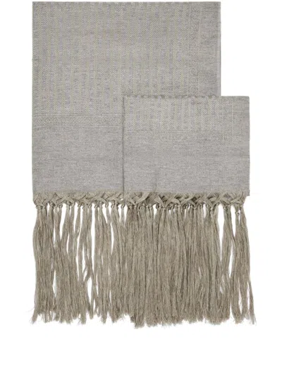 Brunello Cucinelli Fringe-detail Tablecloth (set Of Two) In Gray