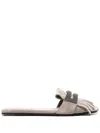 Brunello Cucinelli Fringe Detail Taupe Grey Sandals
