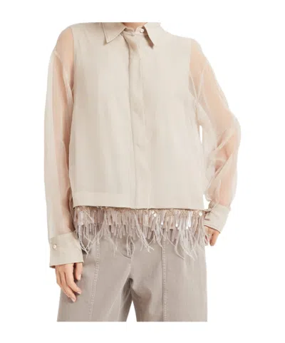 Brunello Cucinelli Fringe Detailing Blouse In Neutral