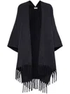 Brunello Cucinelli Fringe-detailing Poncho In Black