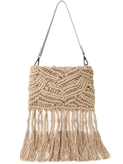 Brunello Cucinelli Fringe-detailing Shoulder Bag In Nude