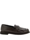 Brunello Cucinelli Bead-embellished Fringed Leather Loafers In Brown