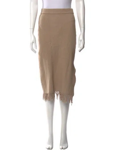 Pre-owned Brunello Cucinelli Fringe Trim Accent Midi Length Skirt In Brown