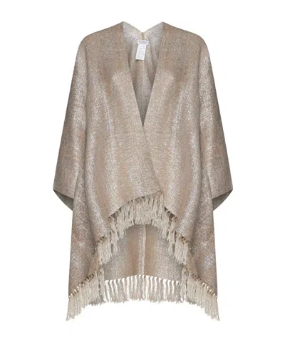 Brunello Cucinelli Fringed Cape In Brown