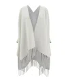 Brunello Cucinelli Cashmere Wool Blend Poncho Cape In White
