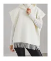 Brunello Cucinelli Poncho Aus Filz Aus Einer Woll-kaschmirmischung Mit Kapuze Und Fransen In White