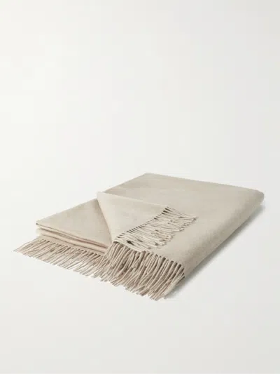 Brunello Cucinelli Fringed Cashmere And Silk-blend Throw In Neutral