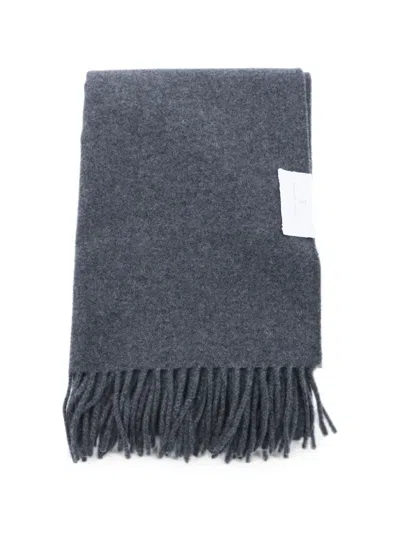 Brunello Cucinelli Fringed Cashmere Scarf In Gray