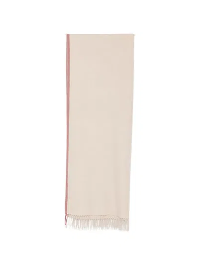 Brunello Cucinelli Fringed Cashmere Scarf In Neutral