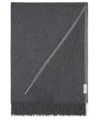 Brunello Cucinelli Fringed Cashmere Throw In Grey