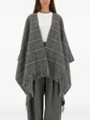 Brunello Cucinelli Women Wool Poncho With Bangs In Gray