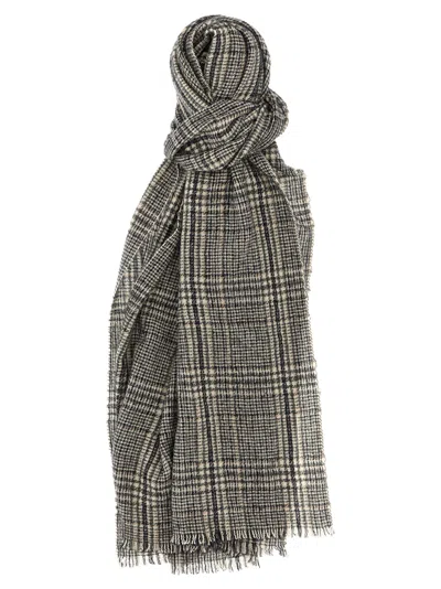 Brunello Cucinelli Fringed Check Scarf Scarves, Foulards Multicolor