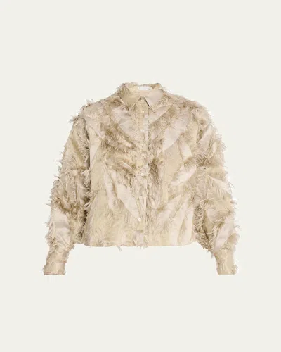Brunello Cucinelli Fringed Fil Coupe Jacquard Bomber Jacket