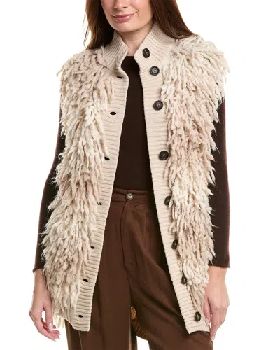 Brunello Cucinelli Fringed Knit Vest In Neutral