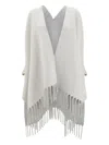 Brunello Cucinelli Cashmere Wool Blend Poncho Cape In Gray
