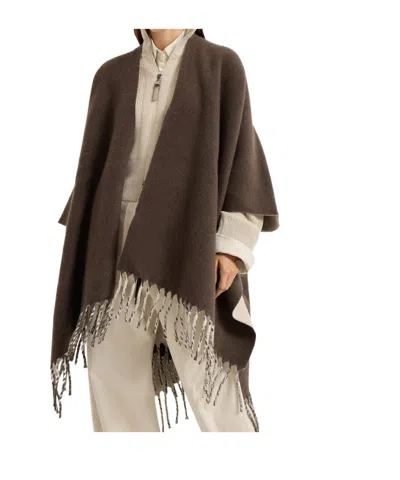 Brunello Cucinelli Fringe-detail Poncho In Brown