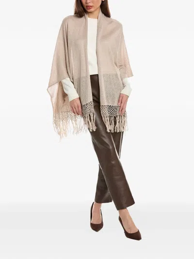 Brunello Cucinelli Fringe-detail Sequin-embellished Shawl In Gray