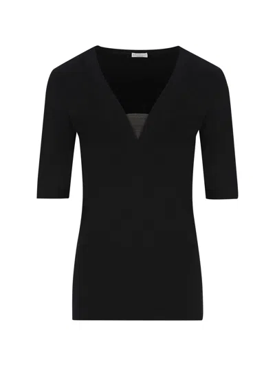 Brunello Cucinelli V-neck T-shirt In Black