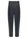 Brunello Cucinelli Grey Pinstriped Virgin Wool Trousers