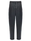 Brunello Cucinelli Grey Pinstriped Virgin Wool Trousers
