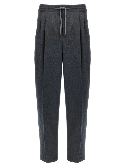 BRUNELLO CUCINELLI FRONT PLEAT PANTS GRAY