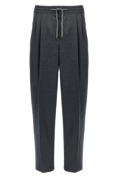 Brunello Cucinelli Men Front Pleat Pants In Gray