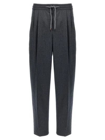 Brunello Cucinelli Front Pleat Pants In Black