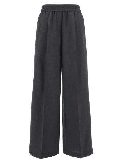 Brunello Cucinelli Front Pleat Pants In Gray