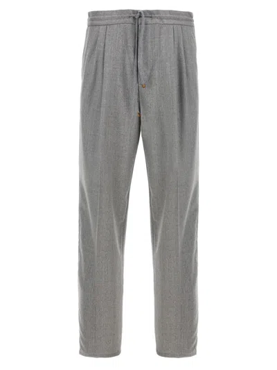 Brunello Cucinelli Front Pleat Pants In Gray