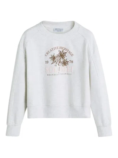 Brunello Cucinelli Front-print Sweatshirt In White