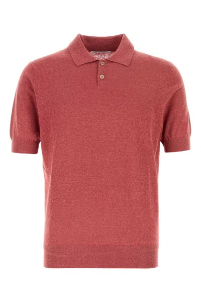 Brunello Cucinelli Fuchsia Linen Blend Polo Shirt In Brown