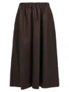 Brunello Cucinelli Flowing Linen Full Skirt With Elastic Waistband In Brown