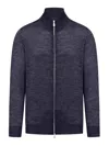 Brunello Cucinelli Zipped Cardigan In Navy Dark Grey