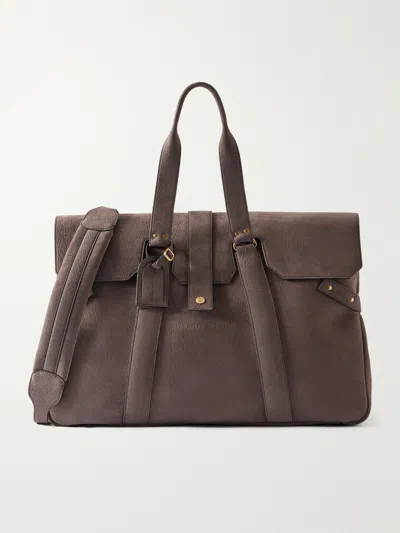 Brunello Cucinelli Full-grain Leather Weekend Bag In Brown