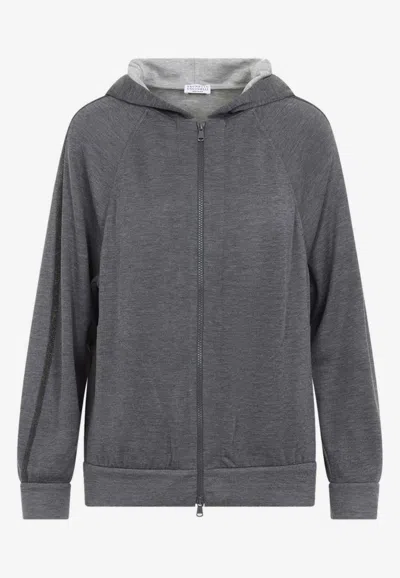 Brunello Cucinelli Full-zip Cashmere Sweatshirt In Gray