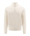 Brunello Cucinelli Half Zip Cashmere Turtleneck Sweater In Nude