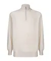 Brunello Cucinelli White Turtleneck Sweater With Zip In Neutral