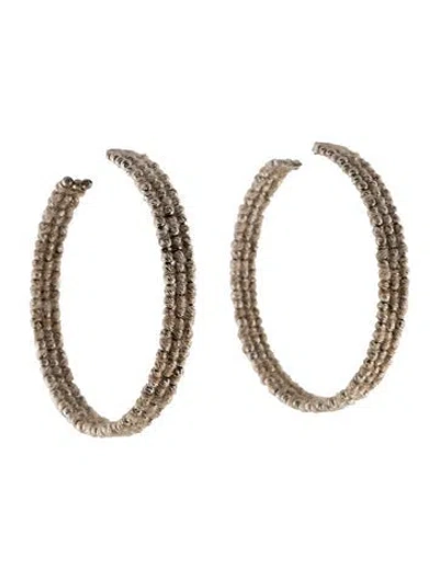 Pre-owned Brunello Cucinelli Fur & Beaded Hoop Earrings In Multi