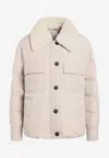 Brunello Cucinelli Quilted Jacket With Shearling Collar And Pockets In Gray