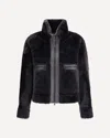 Brunello Cucinelli Grey Shearling Jacket With Two Front Welt Pockets With Zip In Black